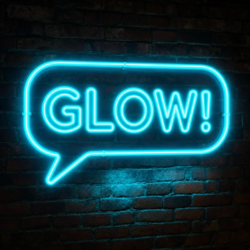 Neon speech bubble — glowing outline effect with multiple blur passes, ideal for dark backgrounds and modern designs