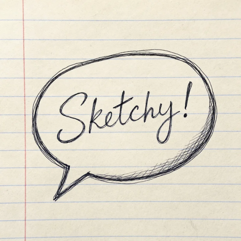 Hand-drawn speech bubble — wobbly sketched outline with double-stroke effect for a casual, organic look