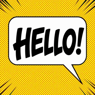 Classic speech bubble — rounded rectangle with triangular tail, the standard comic book dialogue balloon