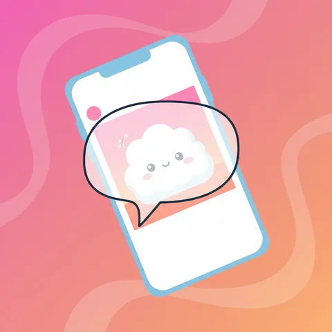 Smartphone screen showing a social media post with an empty speech bubble overlay