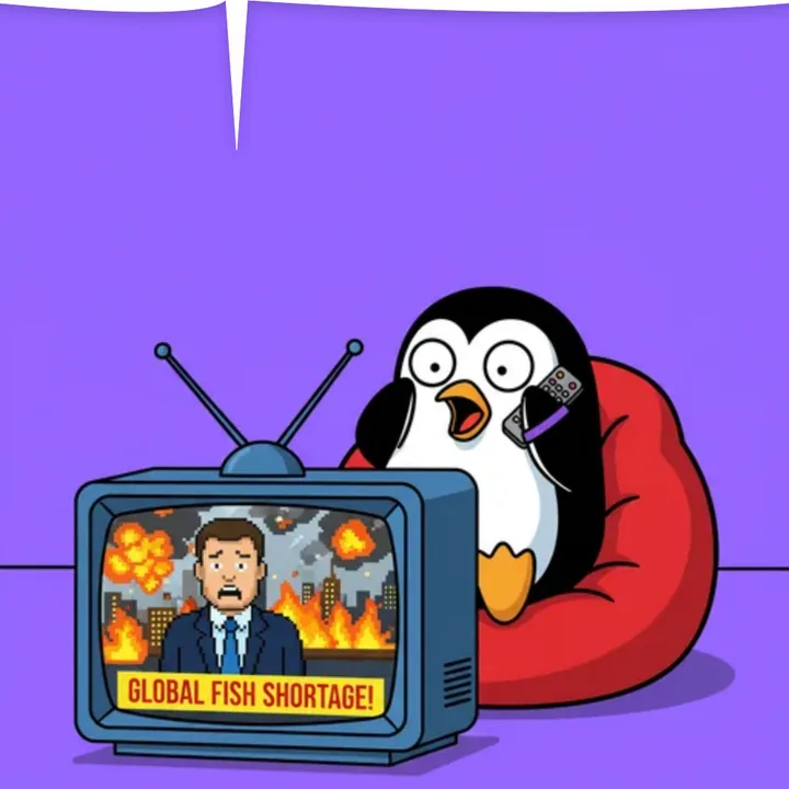 Reaction meme: a cartoon penguin on a beanbag with a cropped white speech bubble at the top, the Discord and Reddit speech bubbling format